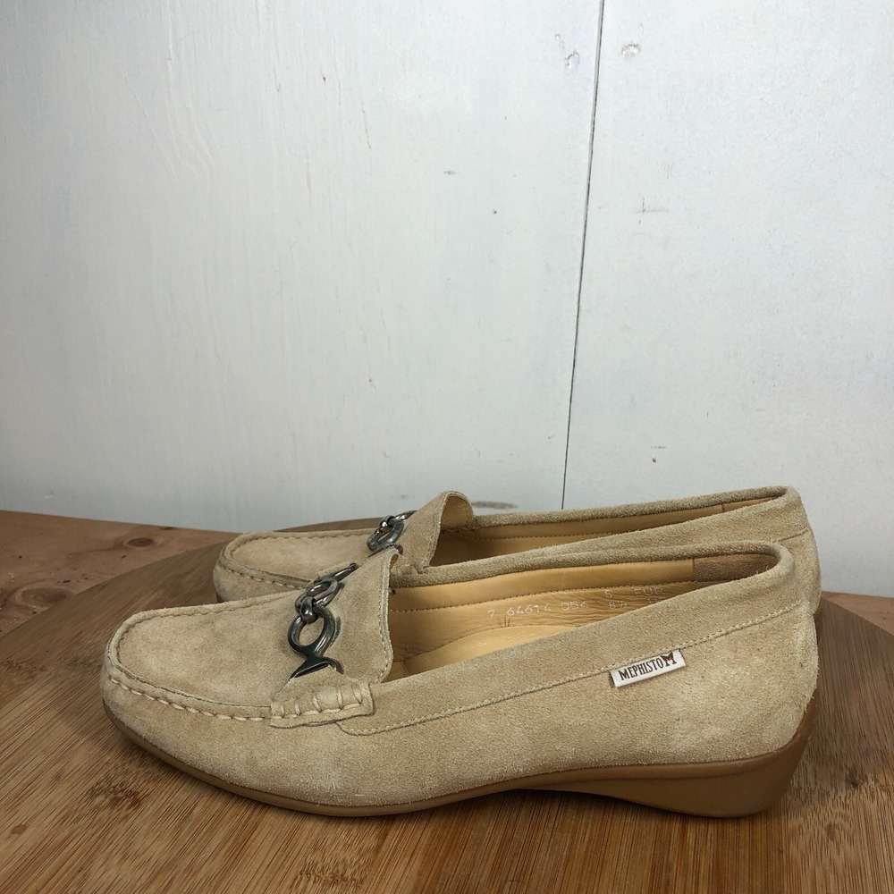 Mephisto Womens size 8.5 shoes Cool Air Brown Suede Slip On Horsebit Loafers